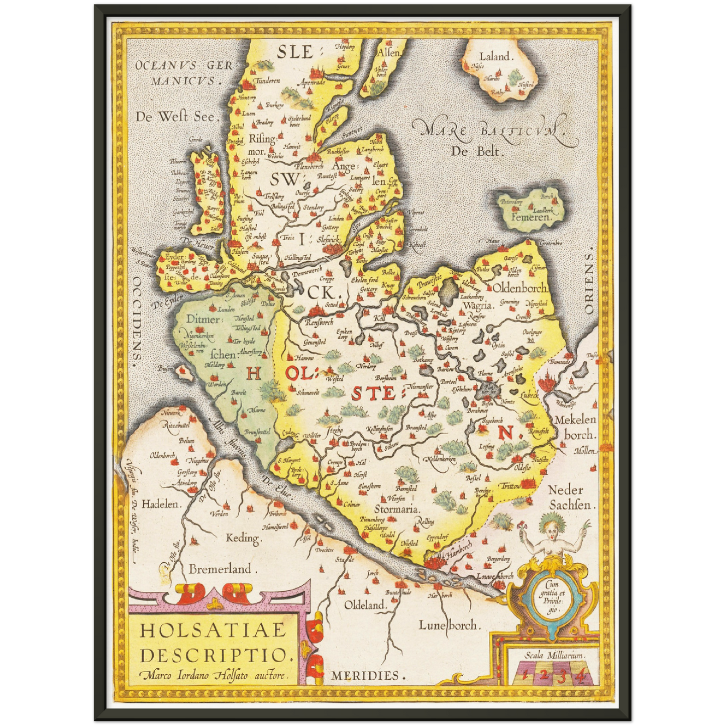 Historische Landkarte Holstein um 1609