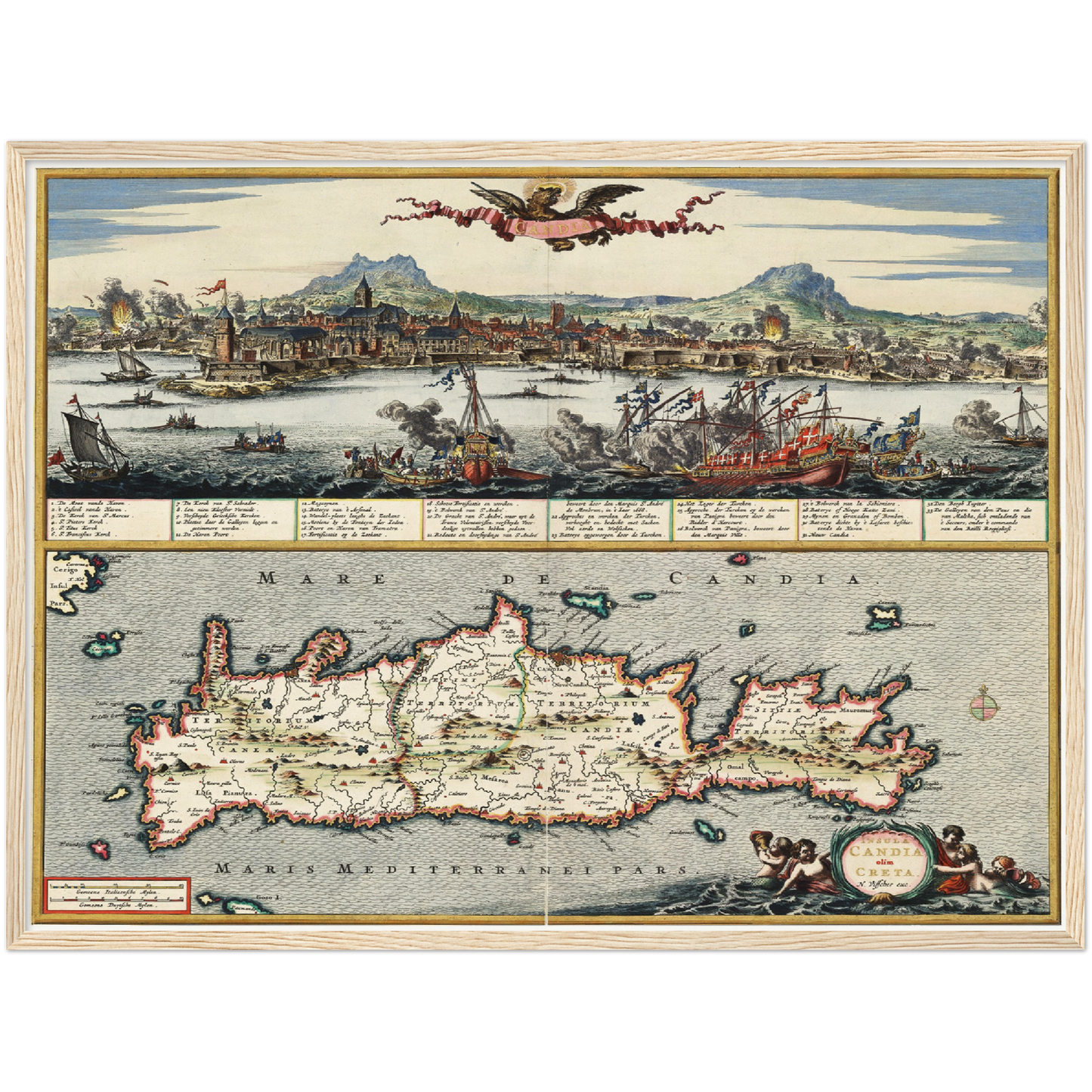 Historische Landkarte Kreta um 1668