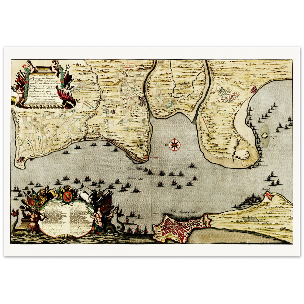 Historischer Stadtplan Cadiz um 1700