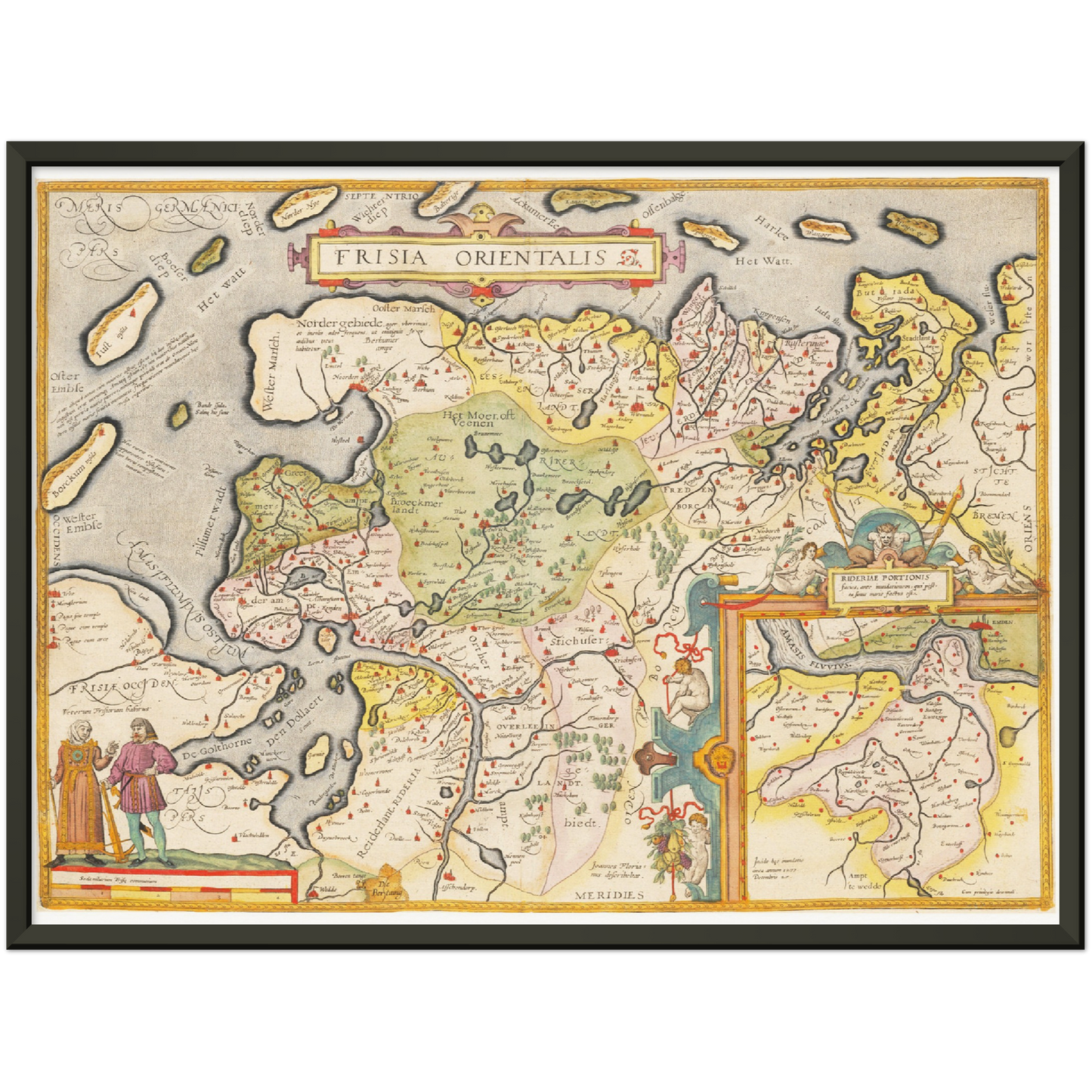 Historische Landkarte Ostfriesland um 1609