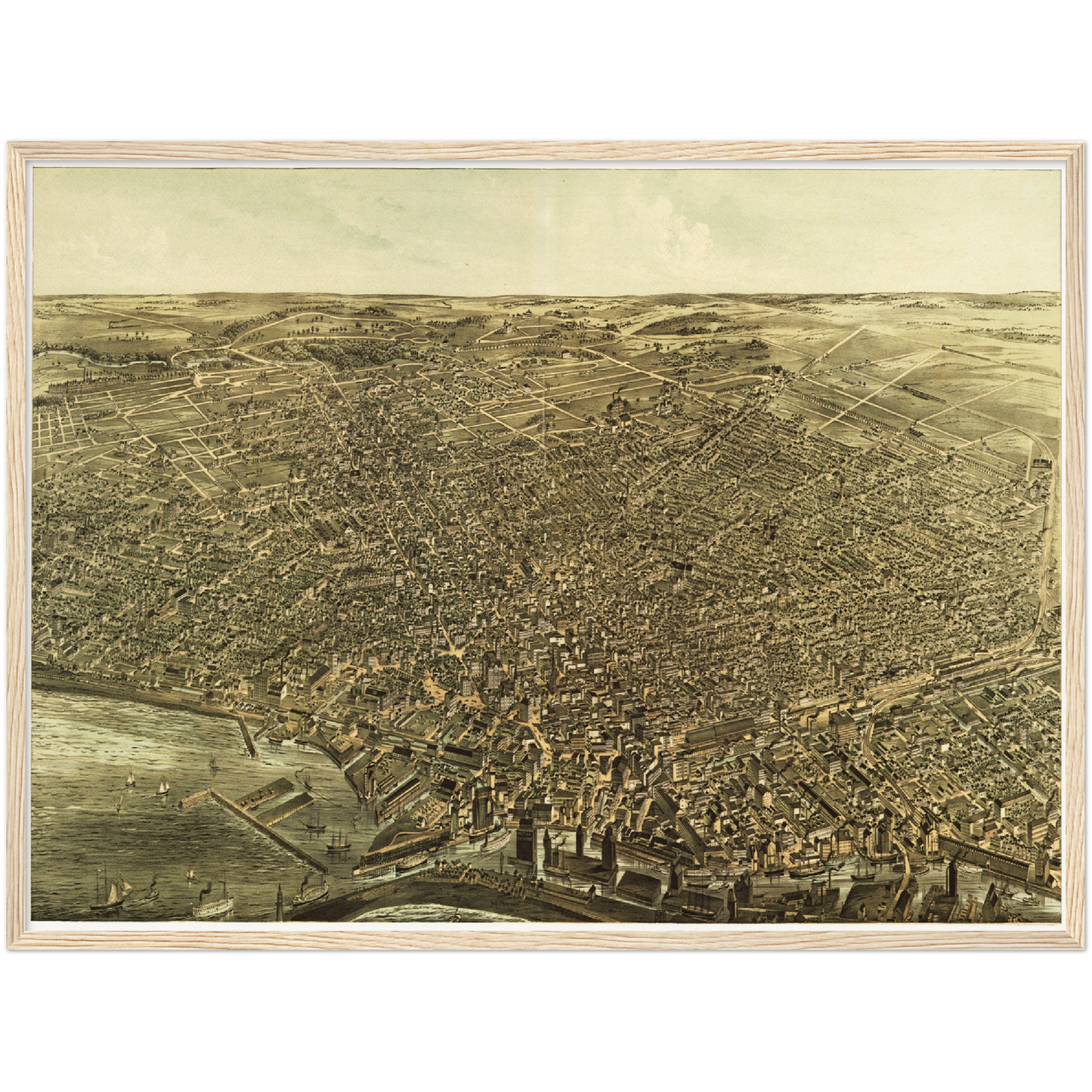 Historische Stadtansicht Buffalo um 1880