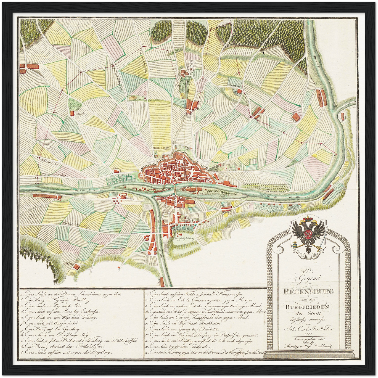 Historische Landkarte Regensburg um 1801
