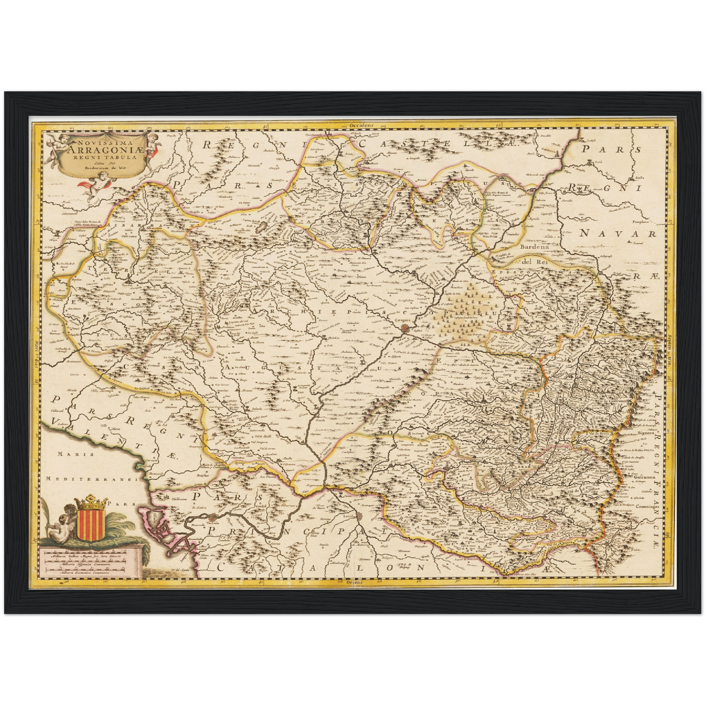 Historische Landkarte Aragonien um 1698