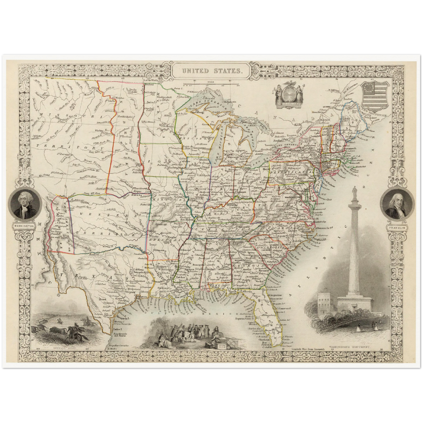 Historische Landkarte USA um 1850