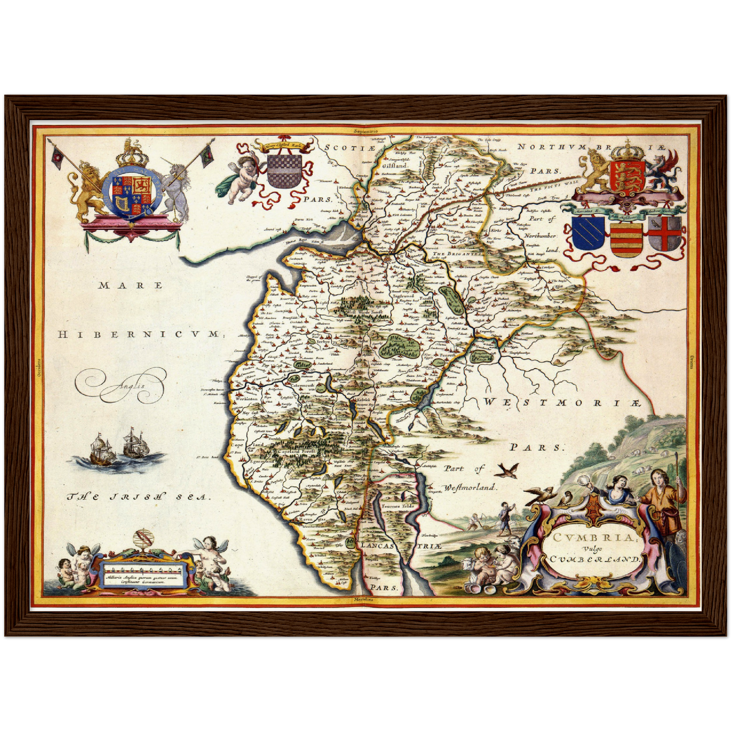 Historische Landkarte Cumbria um 1646