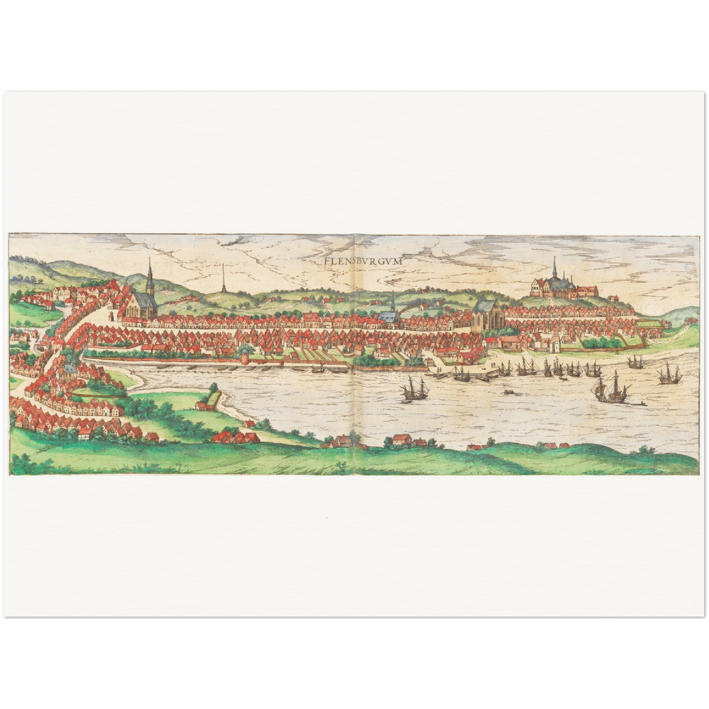 Historische Stadtansicht Flensburg um 1592