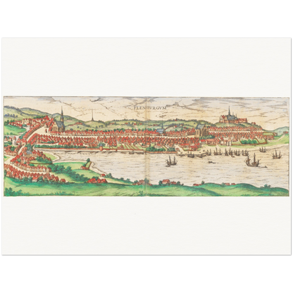 Historische Stadtansicht Flensburg um 1592
