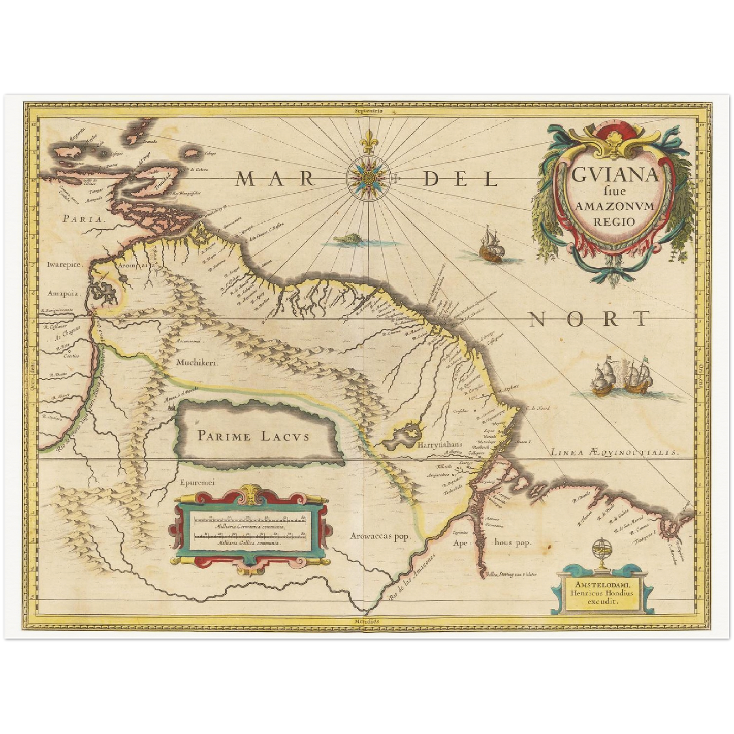 Historische Landkarte Guyana um 1638