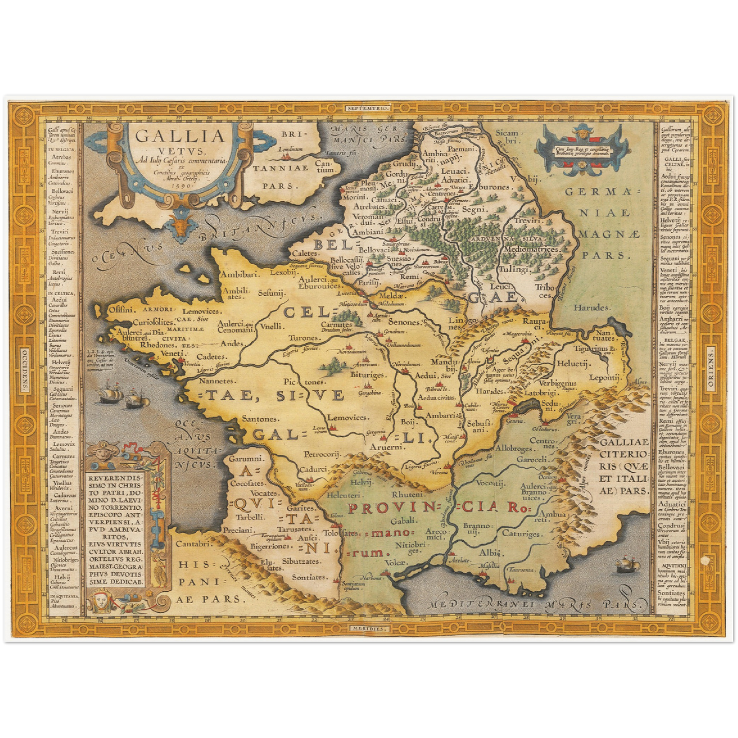 Historische Landkarte Historisches Gallien um 1609