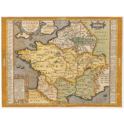 Historische Landkarte Historisches Gallien um 1609