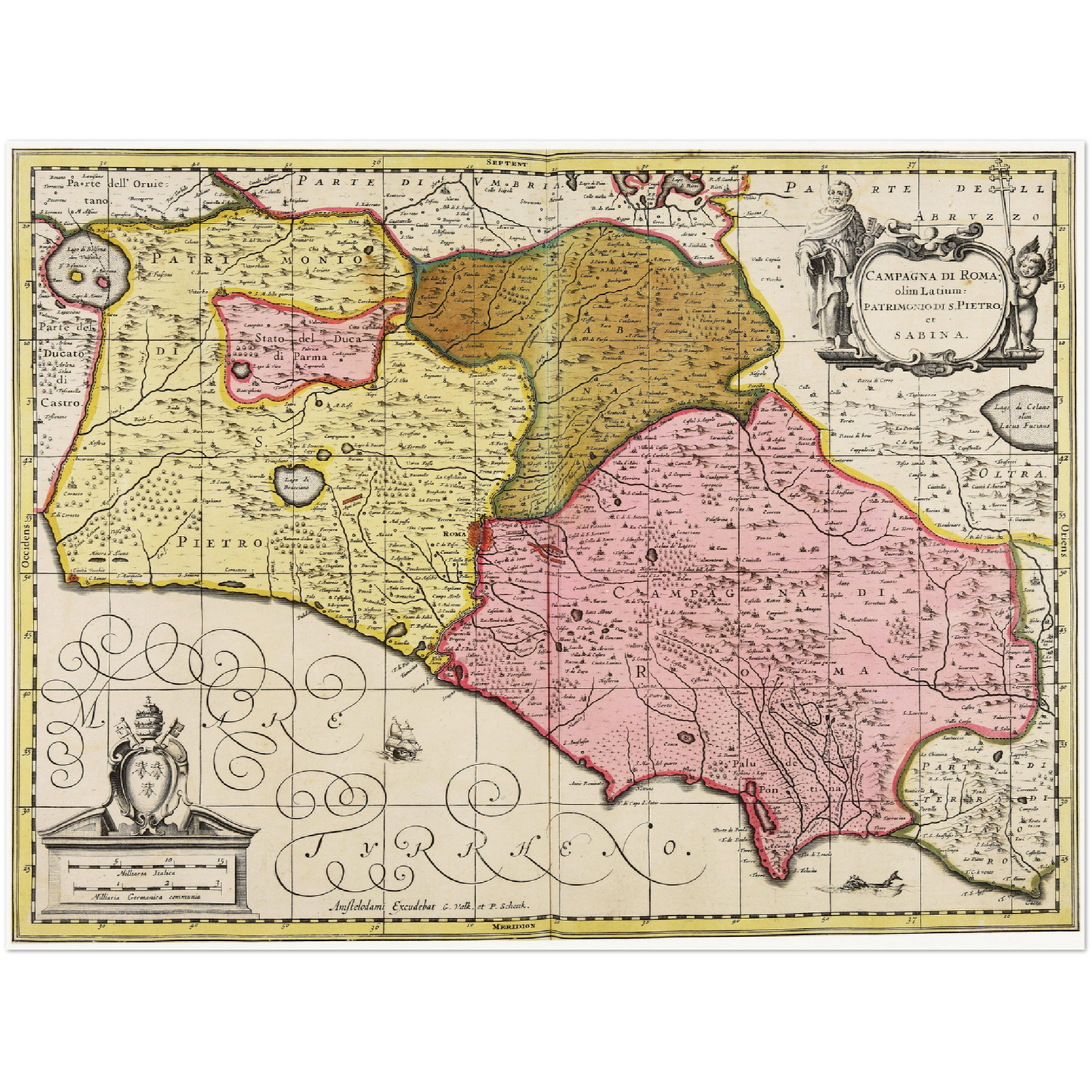 Historische Landkarte Latium um 1700