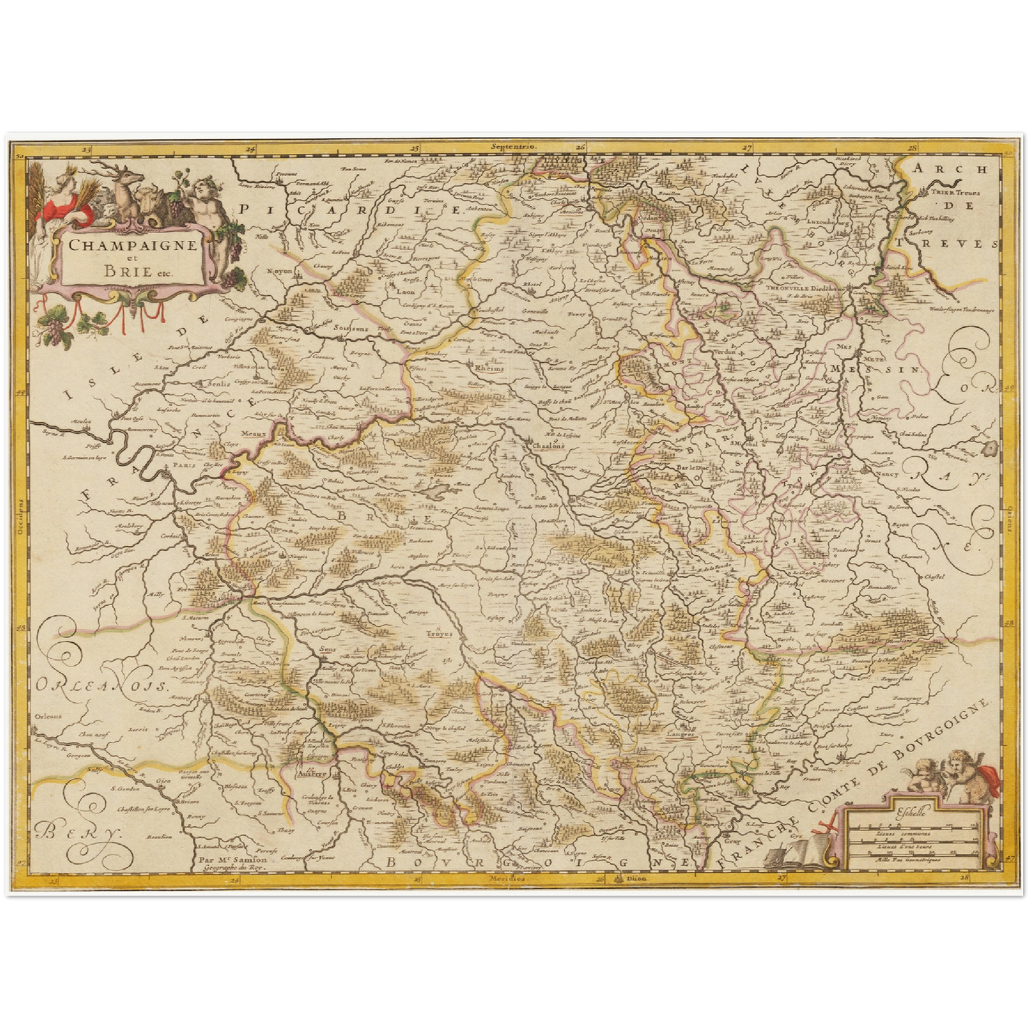 Historische Landkarte Champagne um 1698