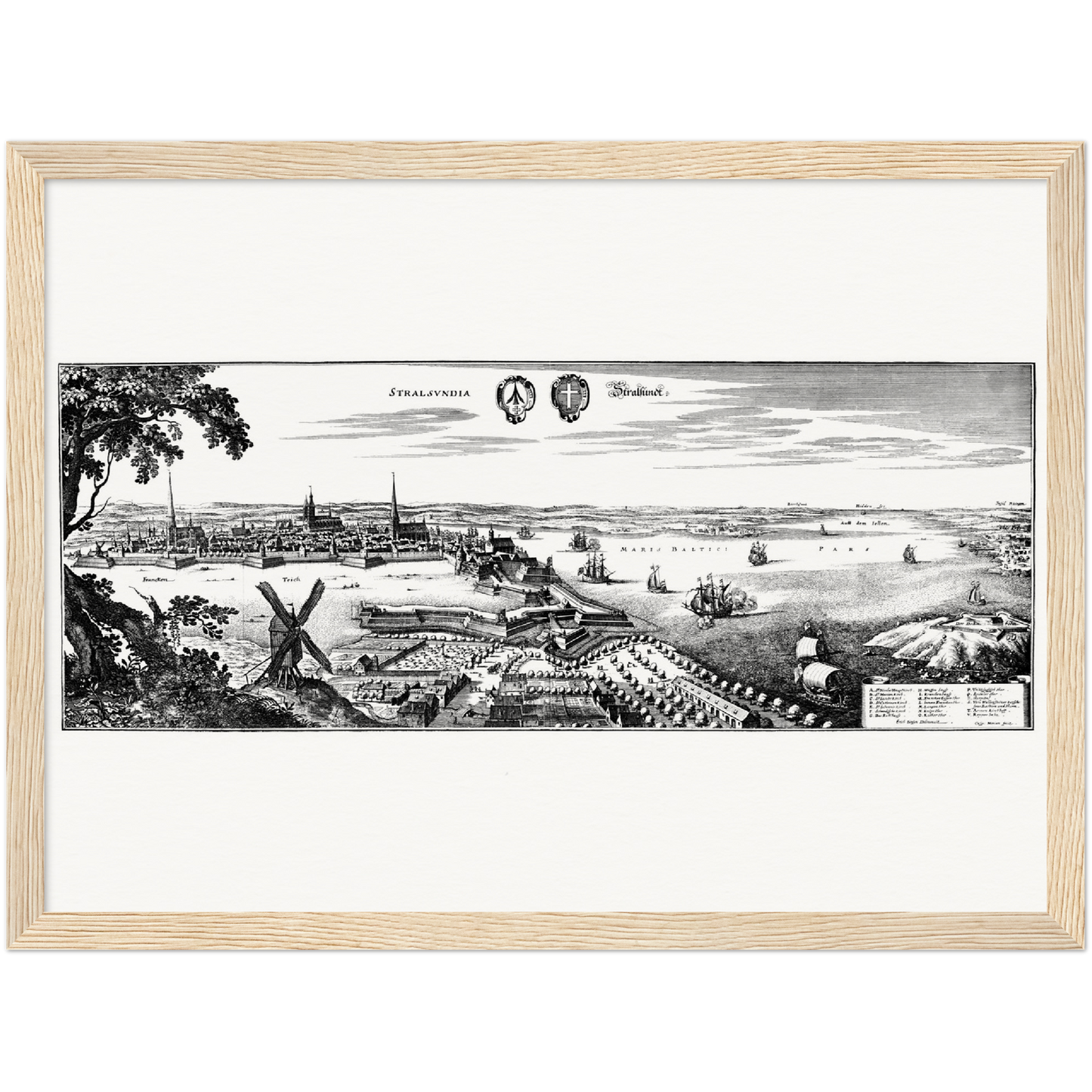 Historische Stadtansicht Stralsund um 1652