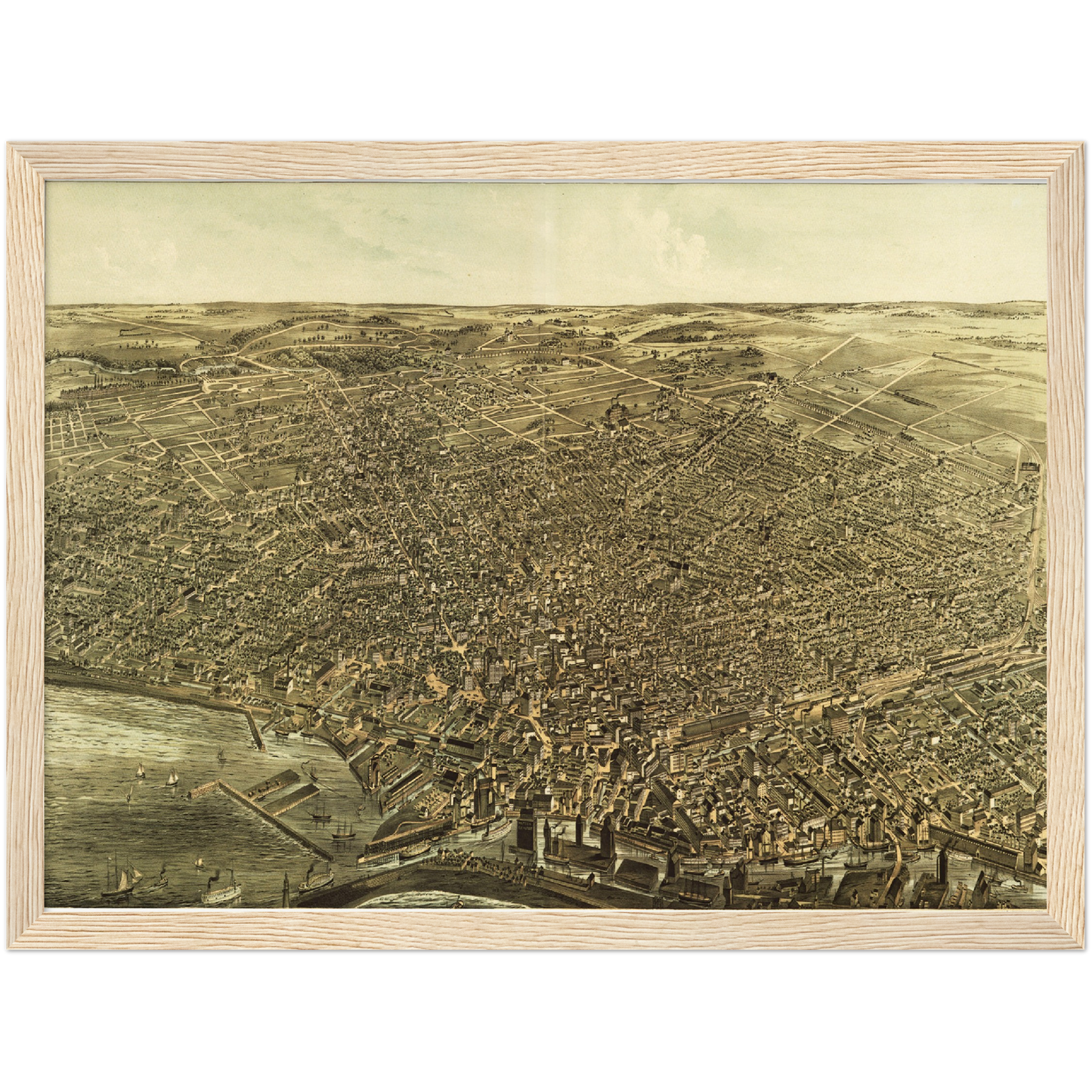 Historische Stadtansicht Buffalo um 1880