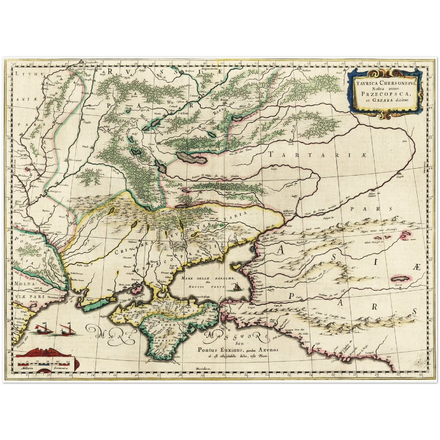 Historische Landkarte Ukraine um 1647