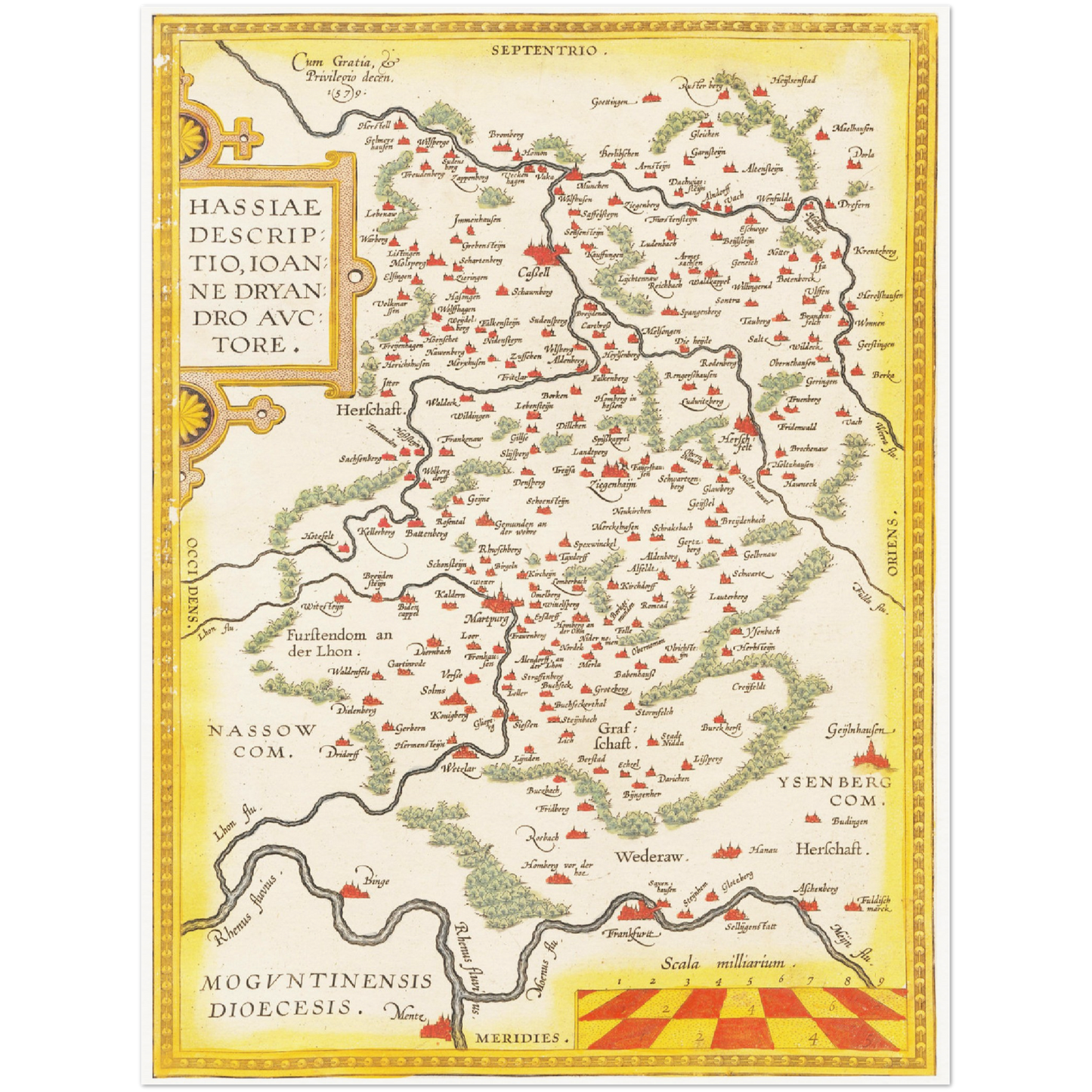Historische Landkarte Hessen um 1609