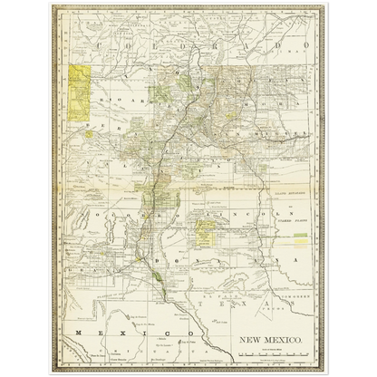 Historische Landkarte New Mexico um 1882