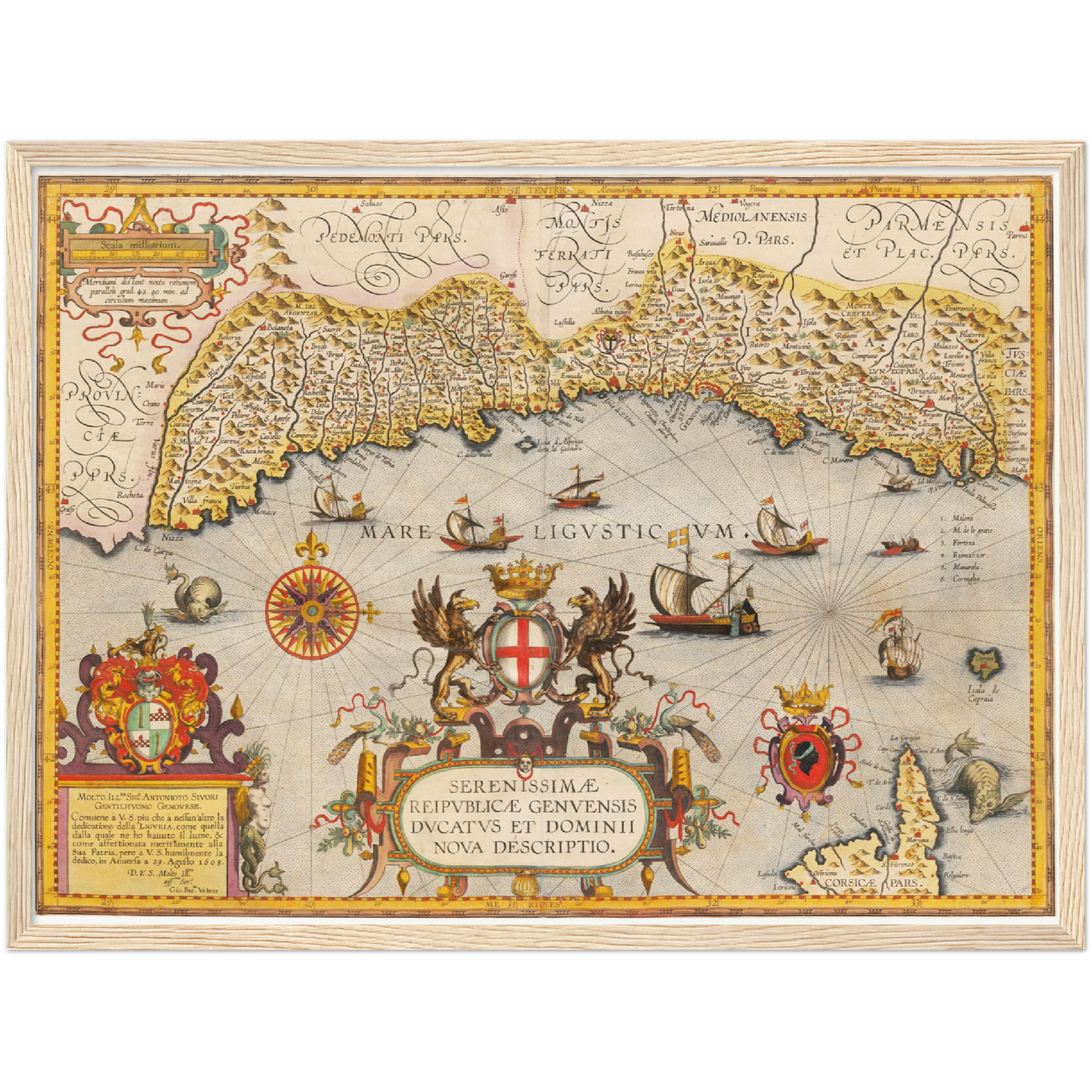 Historische Landkarte Ligurien um 1609