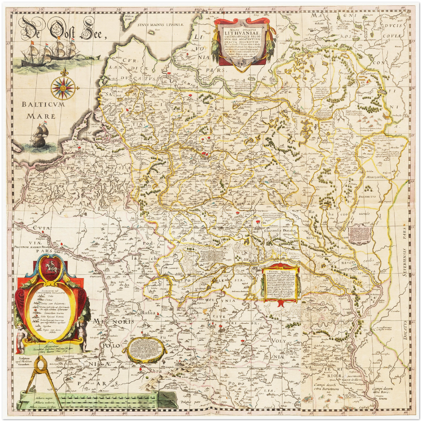 Historische Landkarte Litauen um 1635
