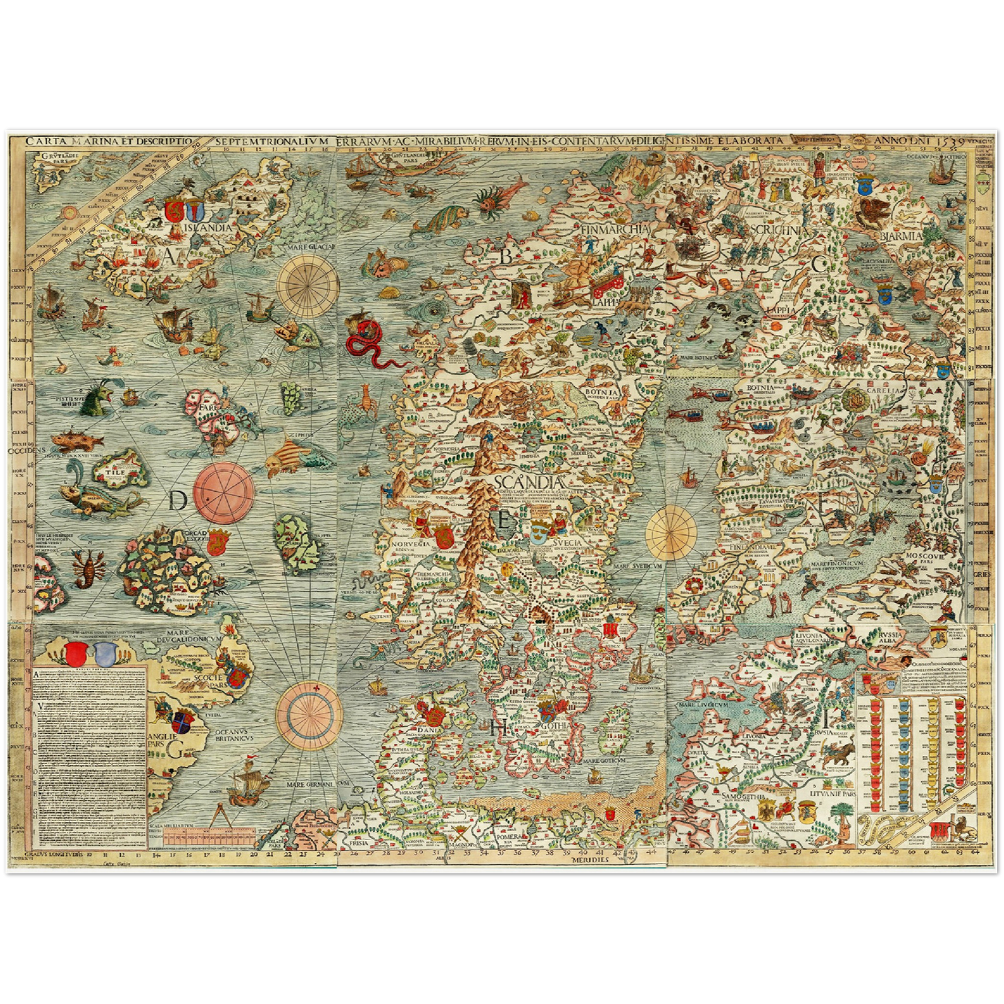 Historische Landkarte Nordeuropa um 1539