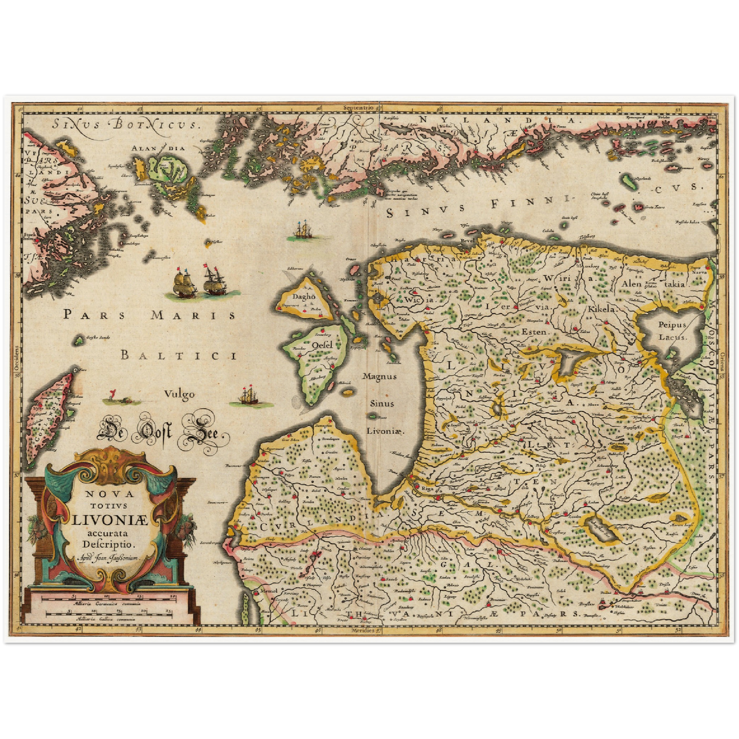 Historische Landkarte Estland um 1642