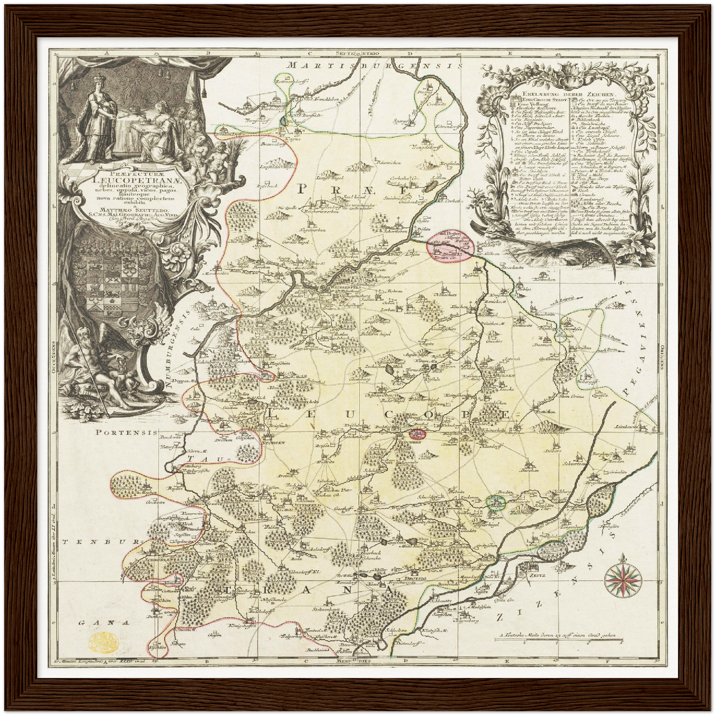 Historische Landkarte Teuchern um 1750