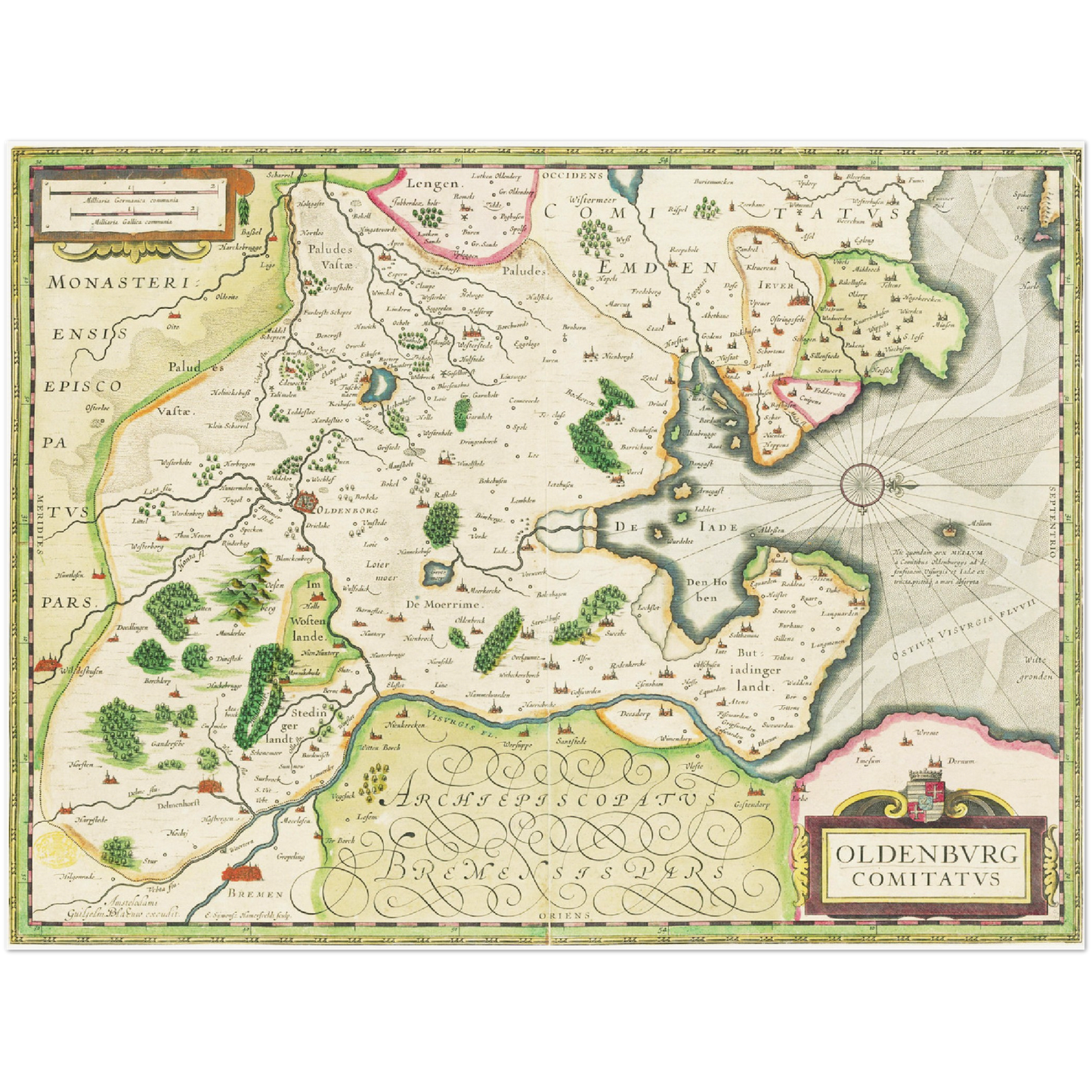 Historische Landkarte Oldenburg um 1645