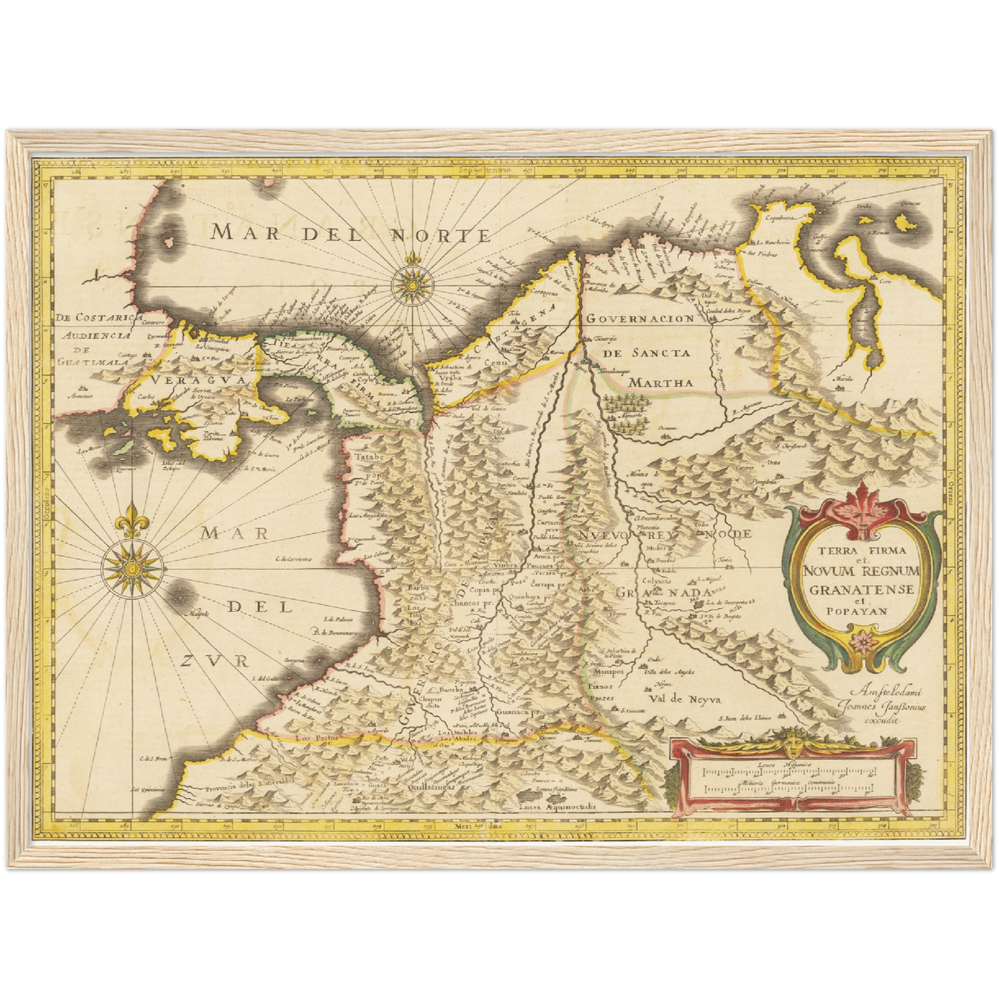 Historische Landkarte Kolumbien um 1638