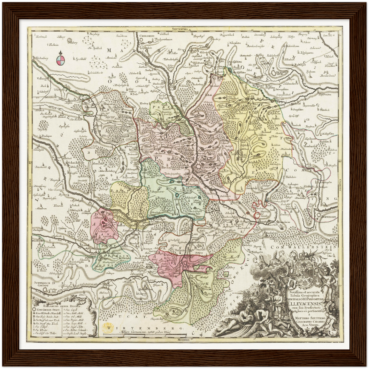 Historische Landkarte Ellwangen um 1750