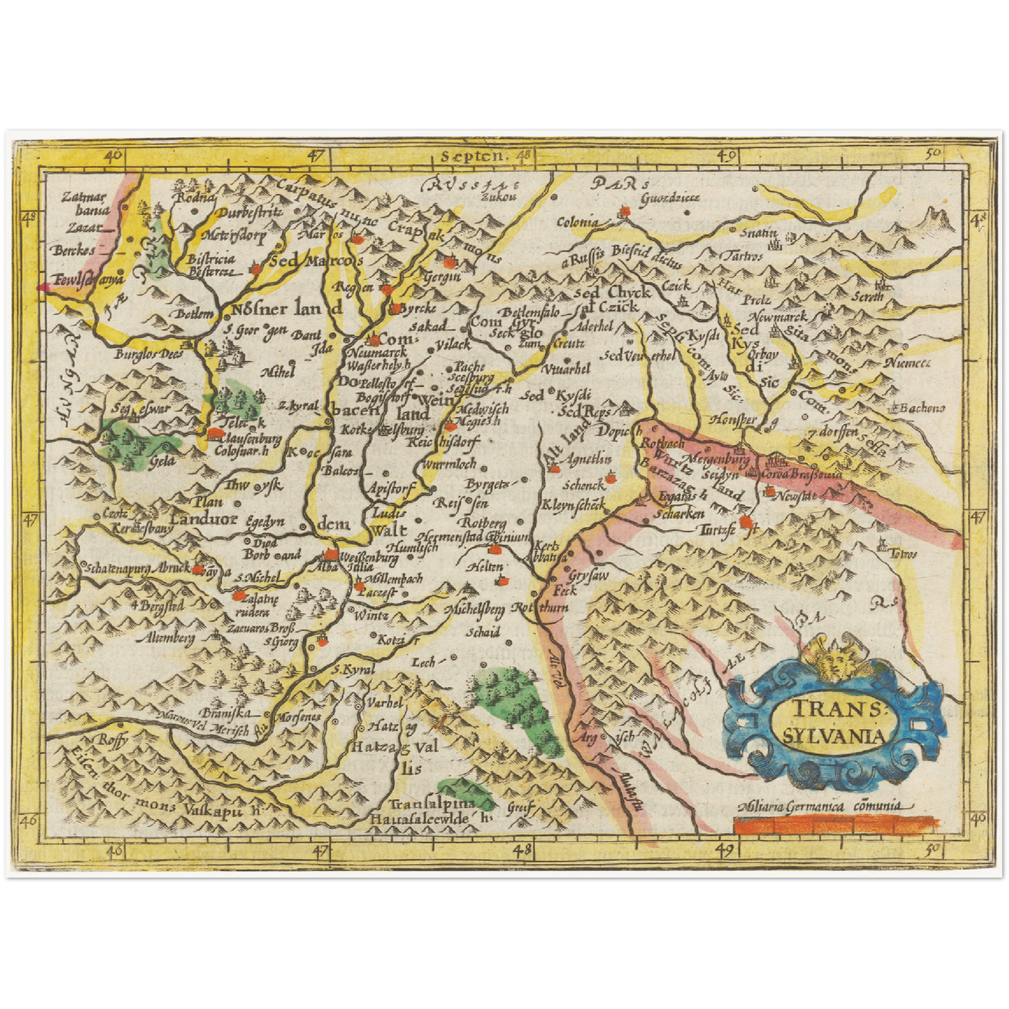Historische Landkarte Transilvanien um 1609