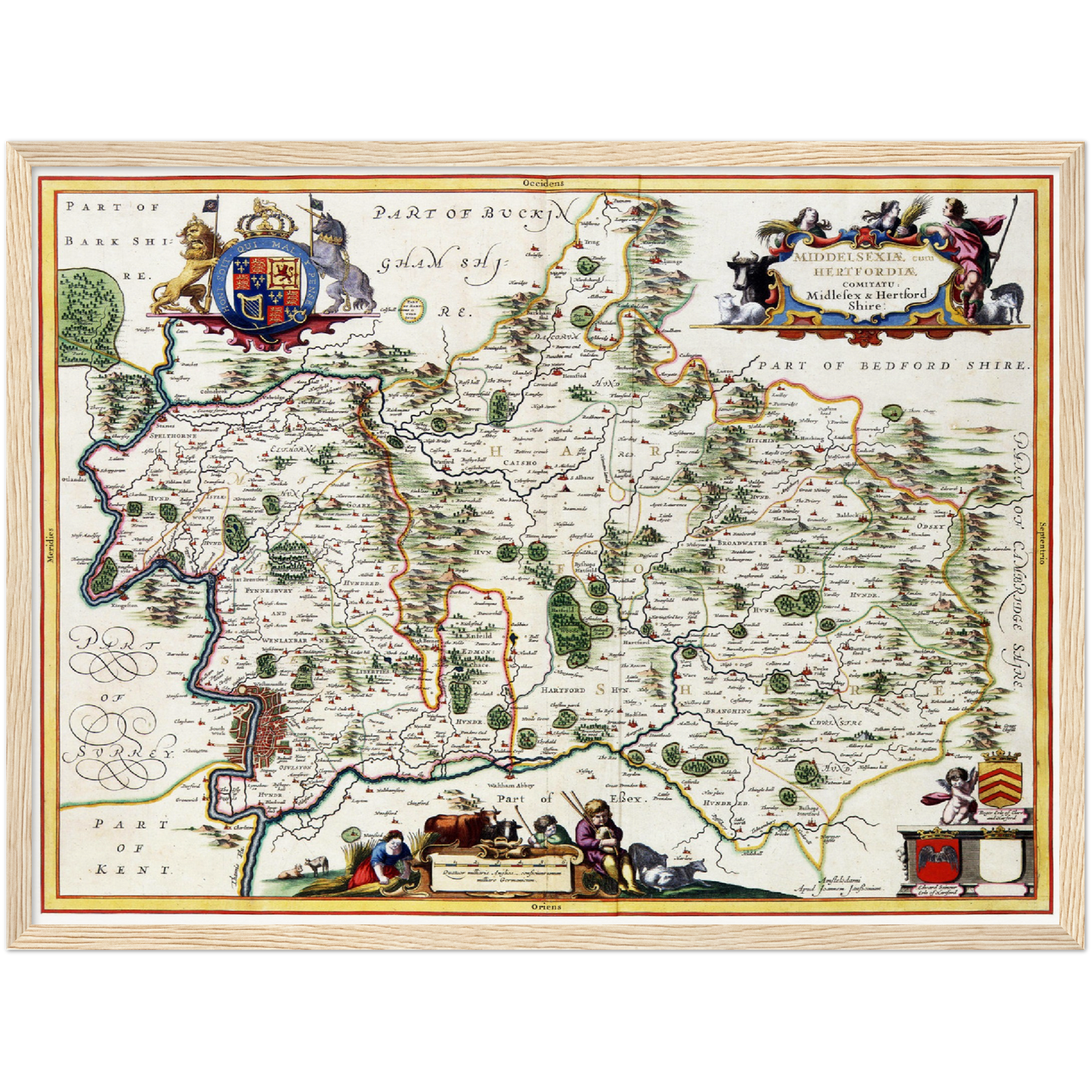Historische Landkarte Hertfordshire um 1646
