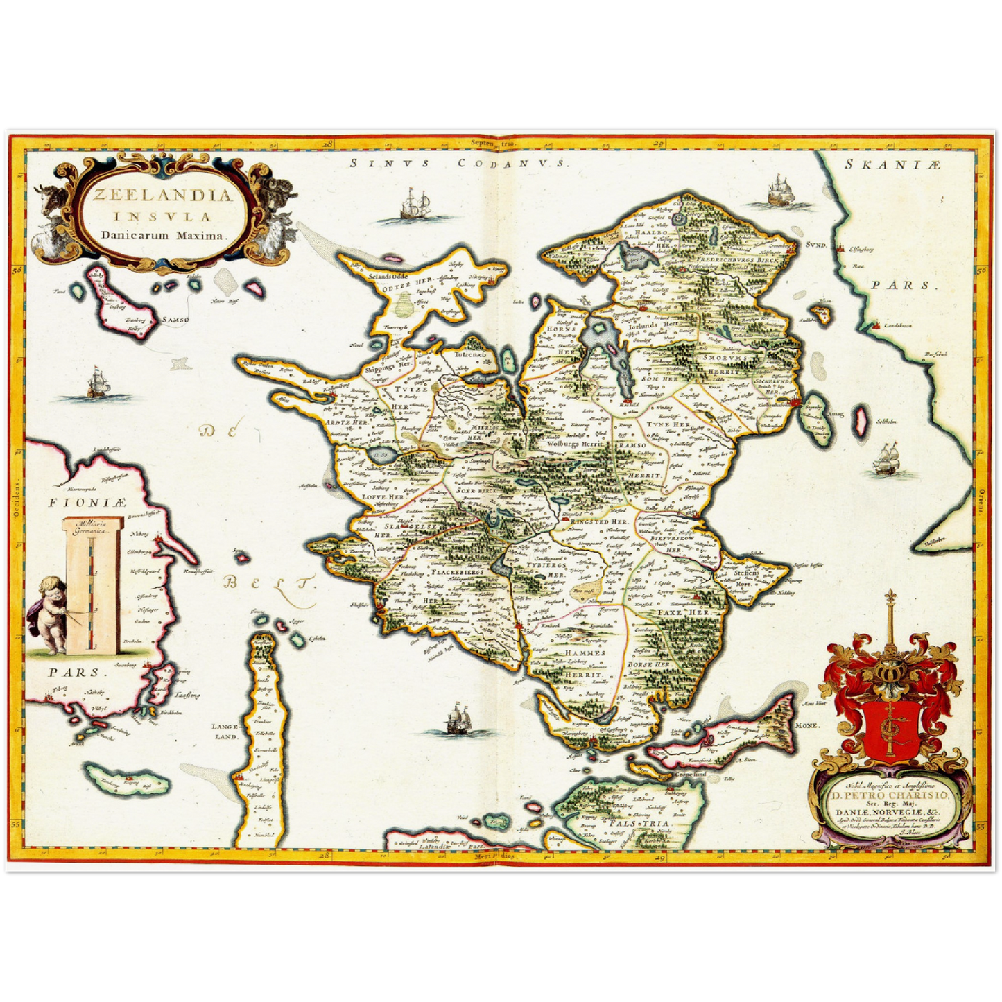 Historische Landkarte Seeland um 1690
