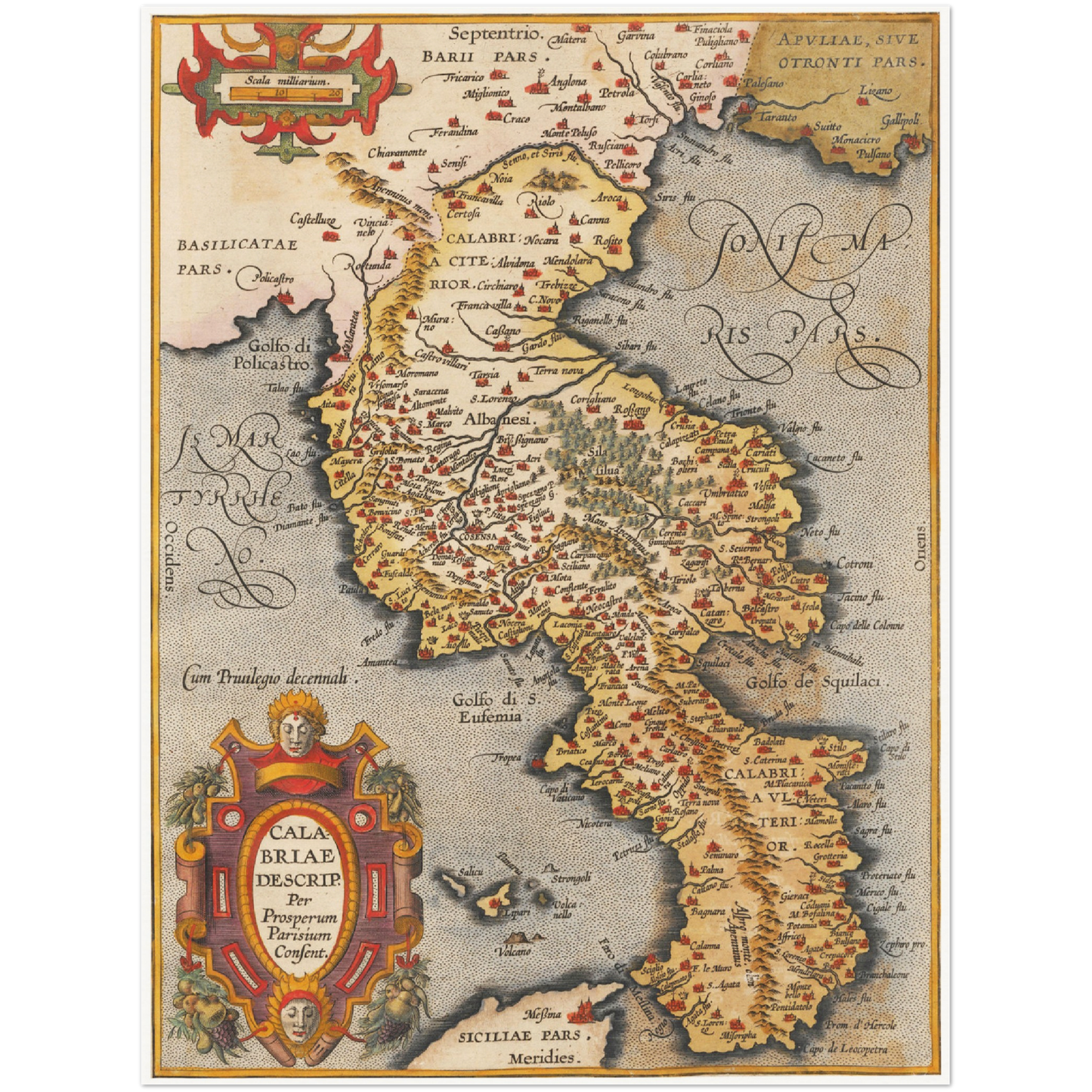Historische Landkarte Kalabrien um 1609