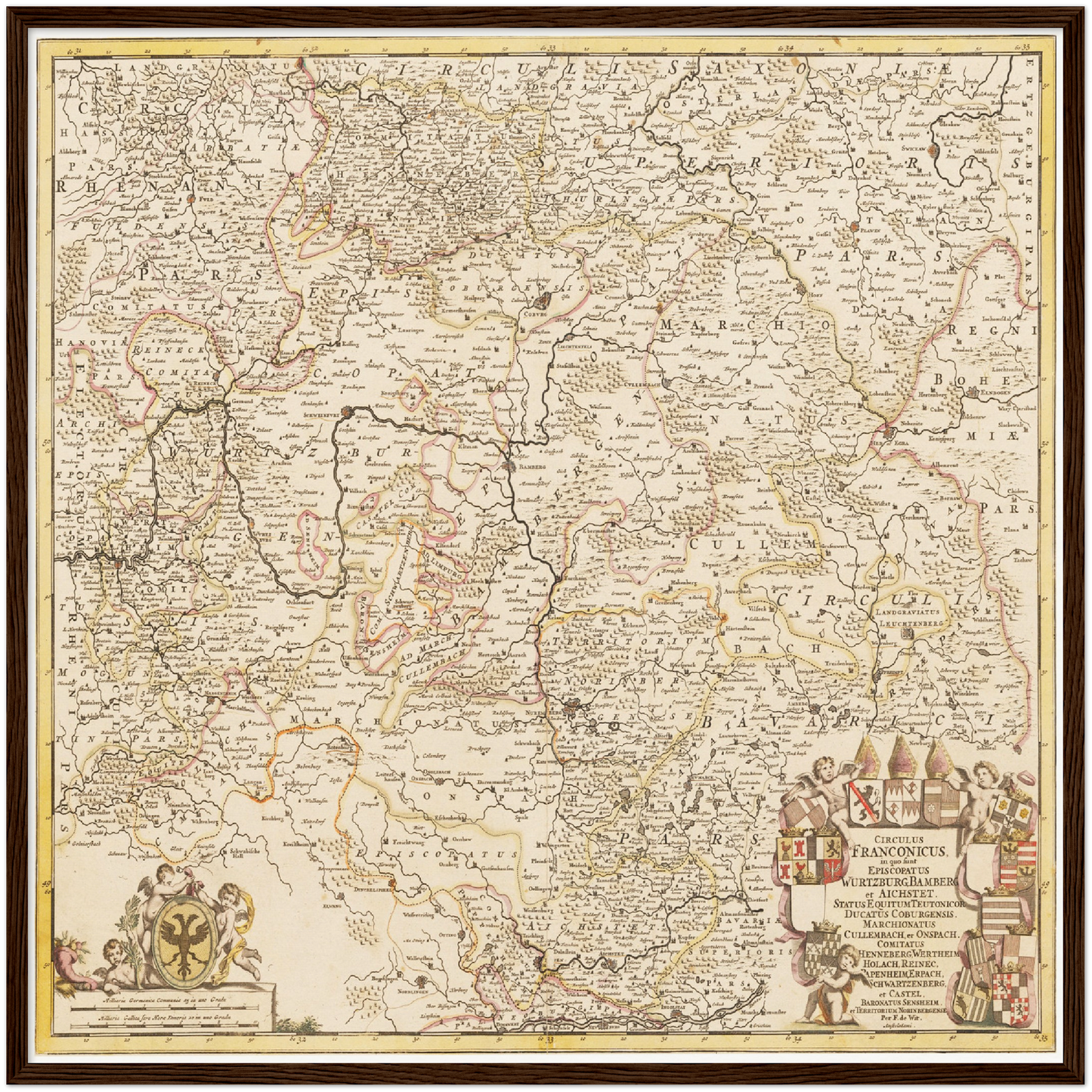 Historische Landkarte Franken um 1698