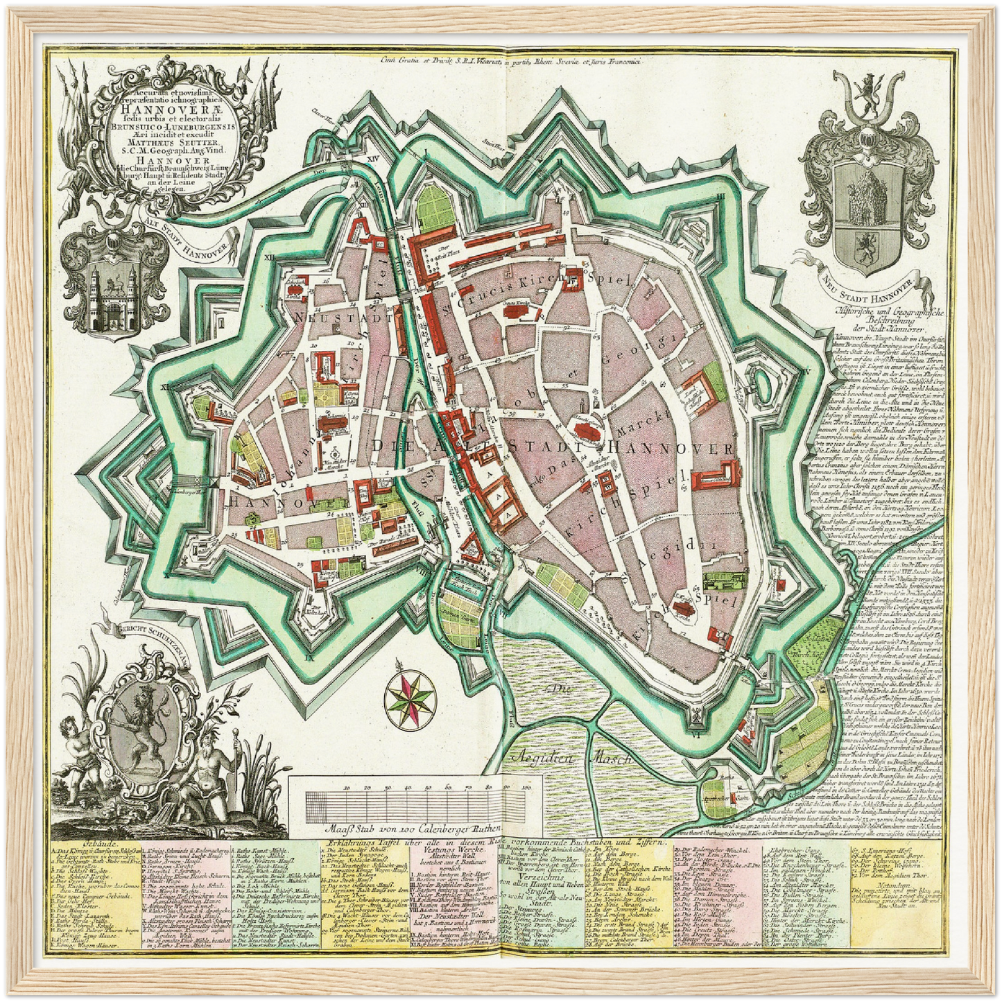 Historischer Stadtplan Hannover um 1735