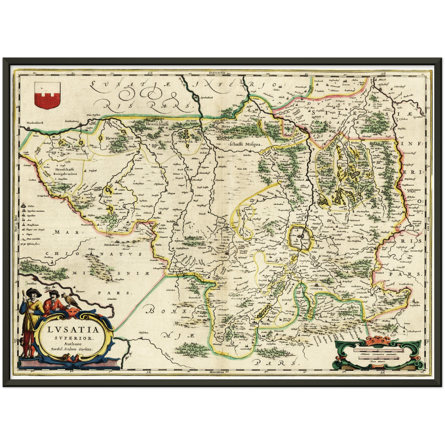 Historische Landkarte Lausitz um 1650