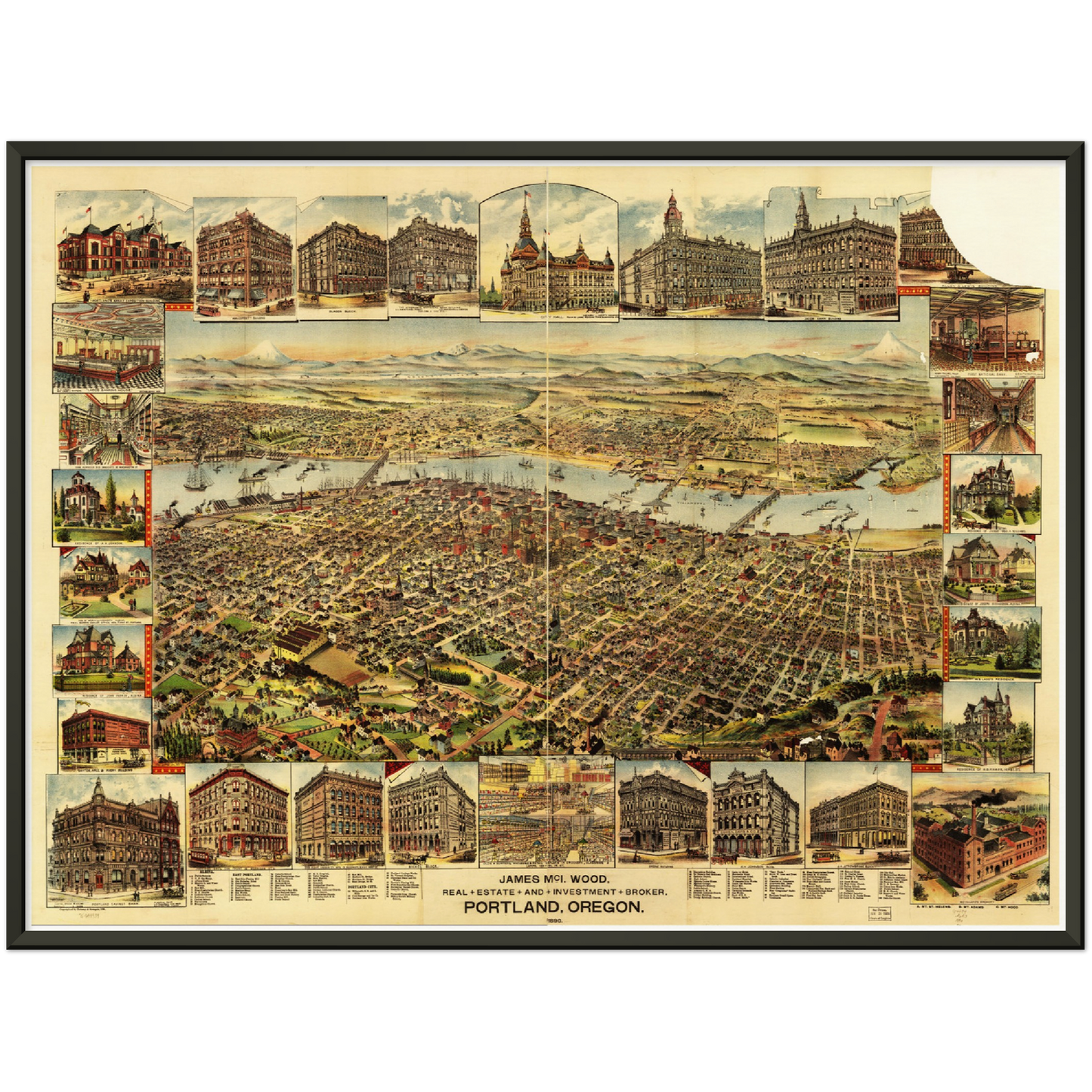 Historische Stadtansicht Portland um 1890